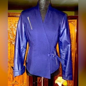Leather trim w sleeves Moto style jacket